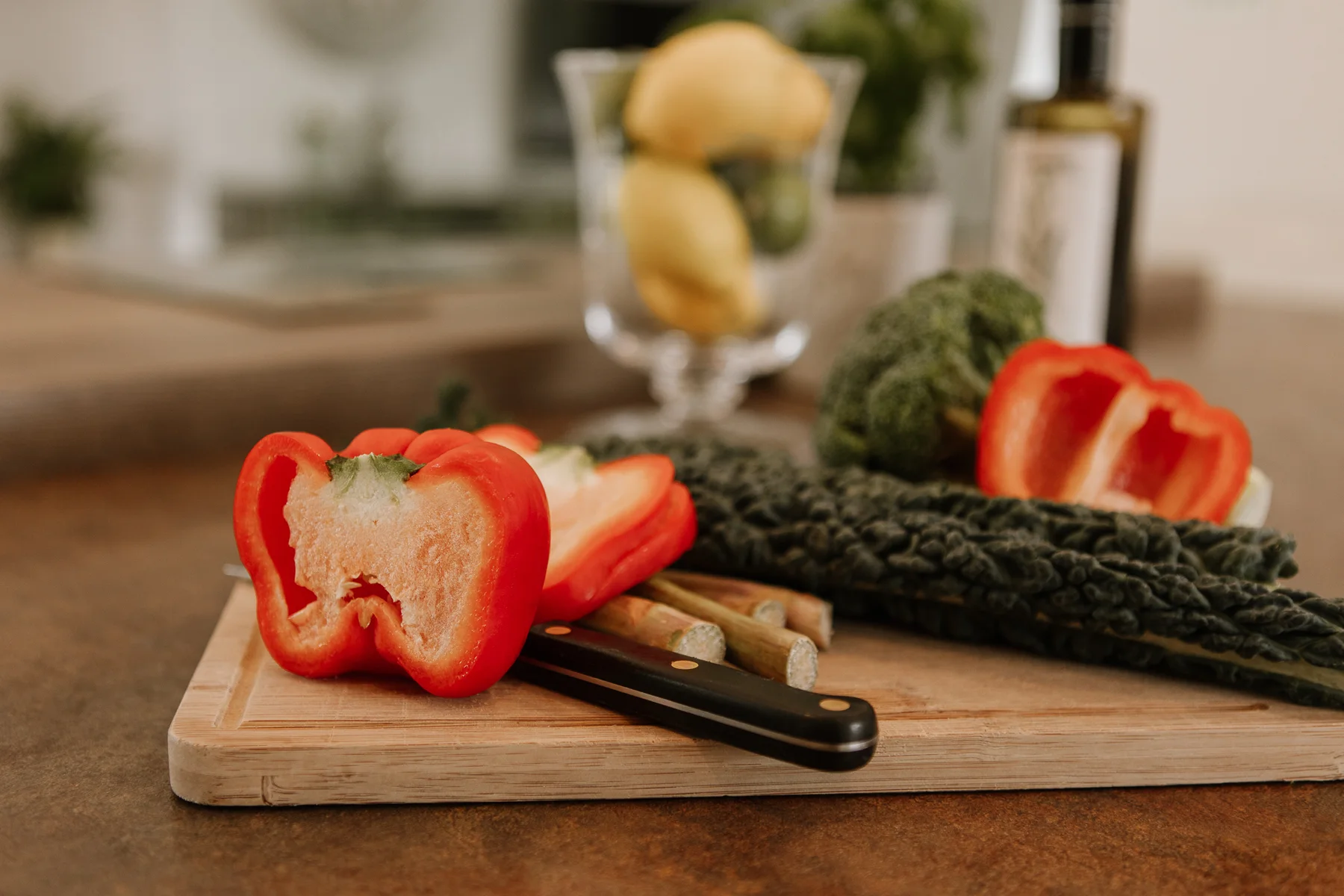 Fresh vegetables prepared in Sarah's kitchen